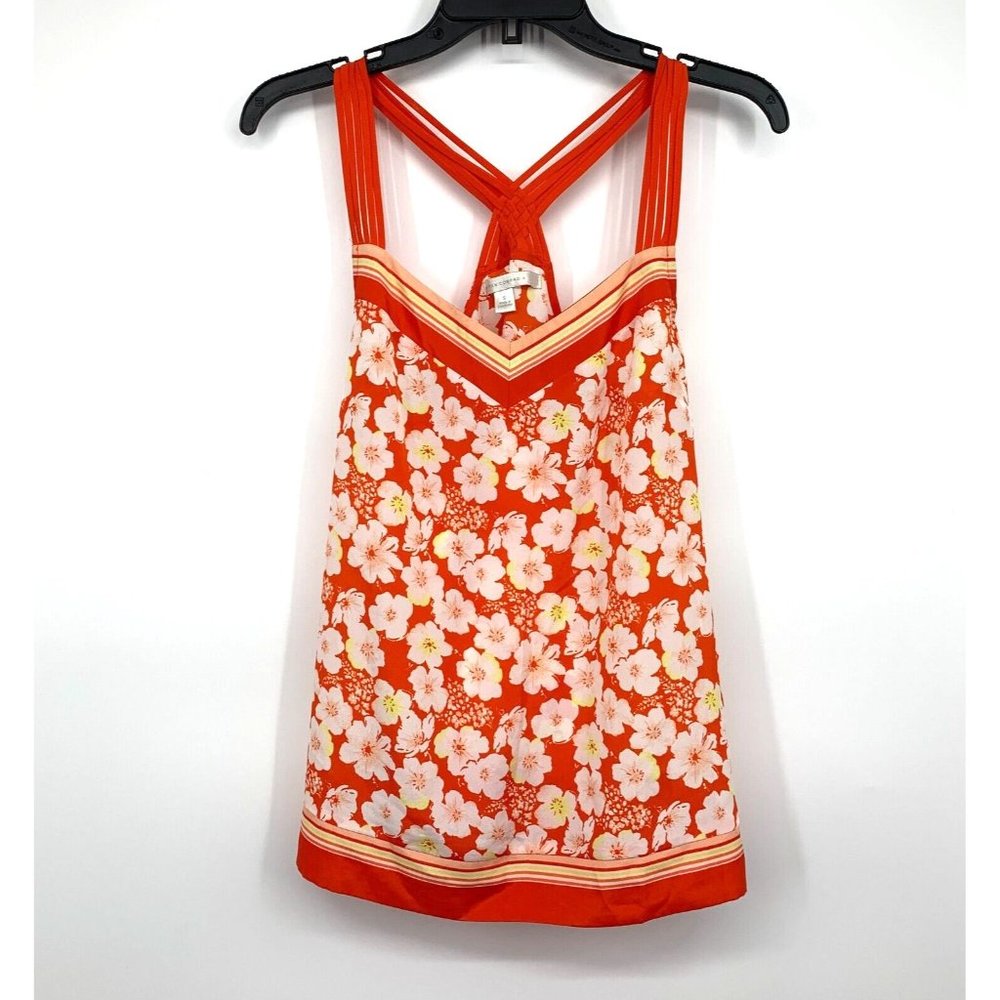 LC Lauren Conrad Top Red Floral Print Sleeveless Racerback Strappy - Picture 1 of 7